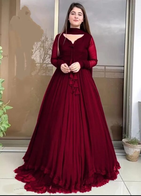 Women's 3Pc Chiffon Maxi Suits -Color Maroon