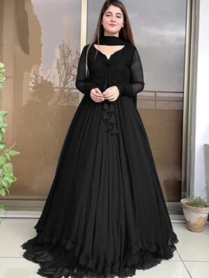 Women's 3Pc Chiffon Maxi Suits Color Black