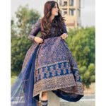 Women's 3Pc Katan Silk Golden Floral Embroidery Maxi Suits