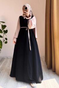 Women's Georgette Collar Abaya with Stroller & Belt