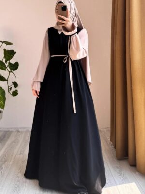 Women's Georgette Collar Abaya with Stroller & Belt