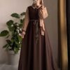 Women's Georgette Collar Abaya with Stroller& Belt -4 Colors