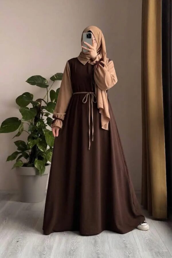 Women's Georgette Collar Abaya with Stroller& Belt -4 Colors