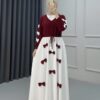 Women's 2Pc Grip Heart Printed Maxi with Jacket Suits