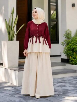 Women's 2 Pc Cotton Frock Shirt & Flapper Trousers