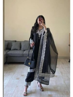 Women's 3Pc Stitched Organza Embroidered Stylish Suits