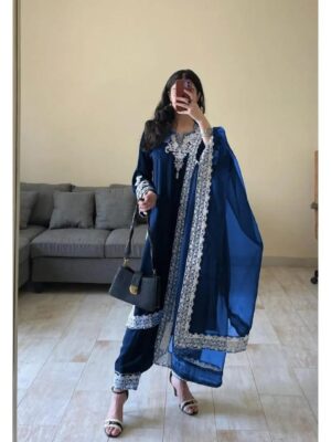 Women's 3Pc Stitched Organza Embroidered Stylish Suits