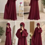 Abaya for Muslimat Georgette Ruffle Button with Stroller Color Maroon