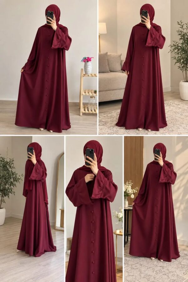 Abaya for Muslimat Georgette Ruffle Button with Stroller Color Maroon
