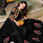 Little Girls 2Pc Shamoz Silk Bunch Embroidered Maxi Suits