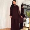 Women's 3Pc Stitched Chiffon Plazo Suits with Dupatta -Color Black