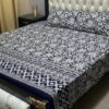 Double Bedsheet Crystal Cotton Blue Geometrical Pattern