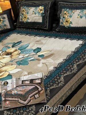 Double Bedsheet 4Pc, 3D Crystal Cotton Awesome Design