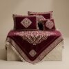 Double Bedsheet 4Pc Embroidered Velvet Jacquard Color Maroon