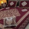 Double Bedsheet 4Pc Embroidered Velvet Jacquard Color Maroon