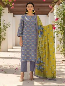 Women's 3pc Dobby Printed Lawn Suits