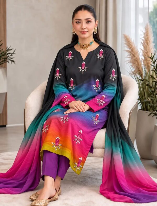 Women's 3pc Shamoz Silk Embroidered Suits