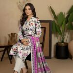 Women's 3pc Dobby Embroidered Lawn Suits