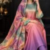 Women's 3 piece Digital Printed Silk Suits -Multi-shaded