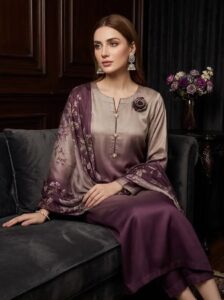 Women's 3 piece Digital Printed Silk Suits-Multi-shaded