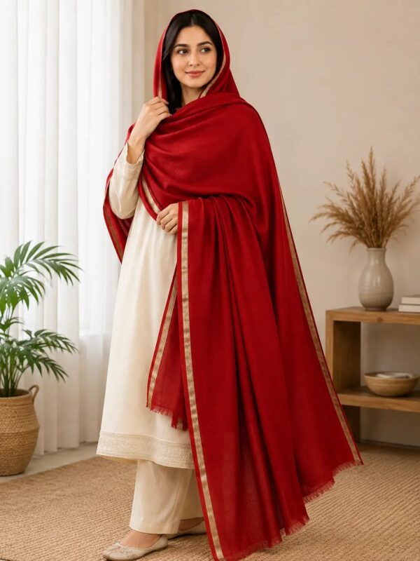 Women's Pashmina Wool's Shawl -Color Red