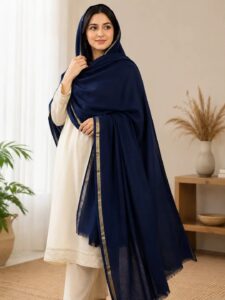 Women's Pashmina Wool's Shawl -Color Blue