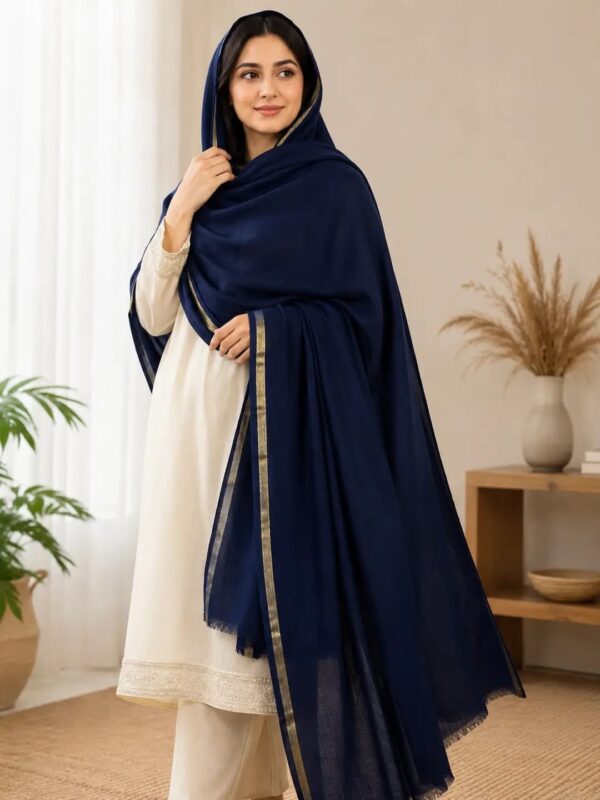 Women's Pashmina Wool's Shawl -Color Blue