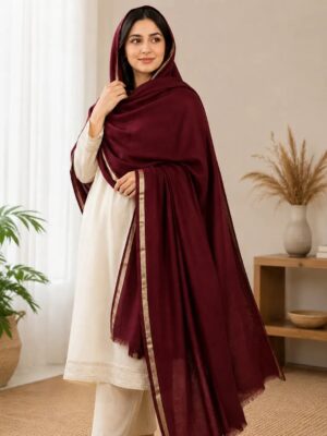 Women's Pashmina Wool's Shawl -Color Maroon