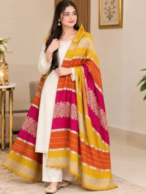 Women's Pashmina Jacquard Colorful Shawl