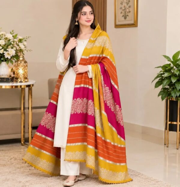 Women's Pashmina Jacquard Colorful Shawl