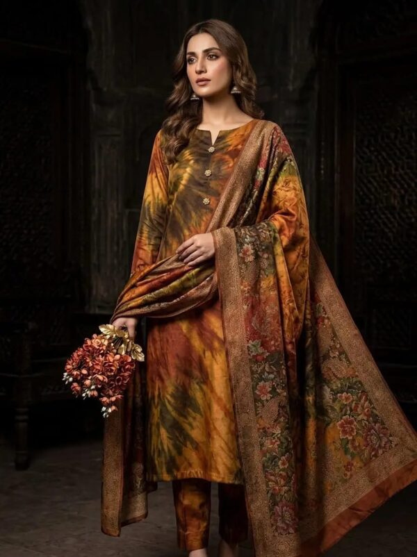 Women's 3Piece Digital Printed Silk Suits 