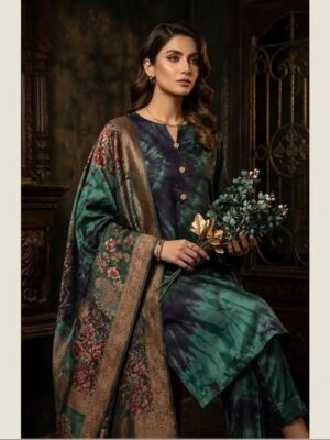 Women's 3Piece Digital Printed Silk Suits 