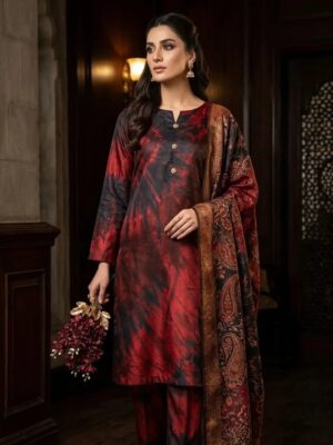 Women's 3Piece Digital Printed Silk Suits 